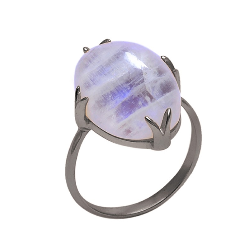 Oval Shape Moonstone 925 Sterling Silver Jewelry Gold Plated Ring 