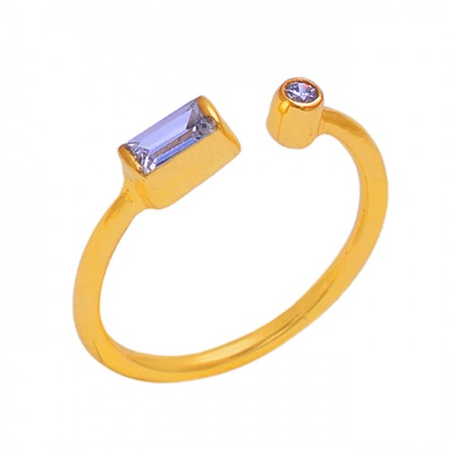 925 Sterling Silver Tanzanite Gemstone Gold Plated Designer Ring