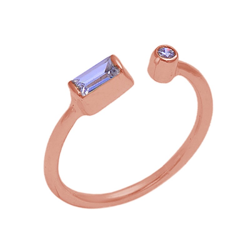 925 Sterling Silver Tanzanite Gemstone Gold Plated Designer Ring