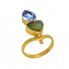 925 Sterling Silver Jewelry Peridot Topaz Gemstone Gold Plated Wholesale Ring