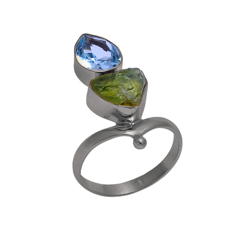 925 Sterling Silver Jewelry Peridot Topaz Gemstone Gold Plated Wholesale Ring