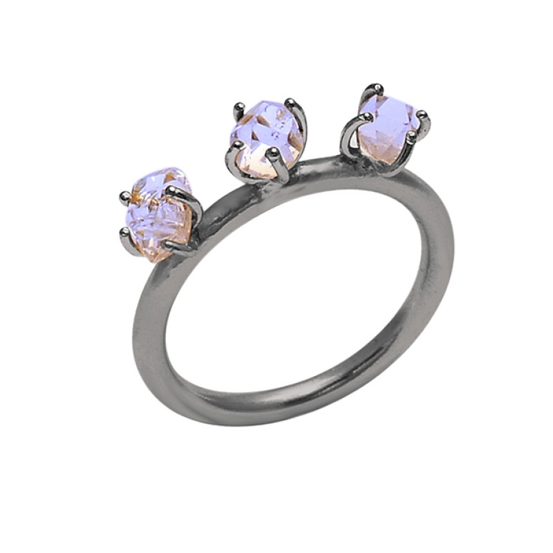 Crystal Quartz Gemstone 925 Sterling Silver Jewelry Prong Setting Ring