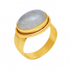 Oval Shape Prehnite Chalcedony Gemstone 925 Sterling Silver Jewelry Ring