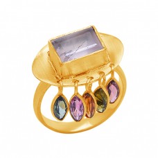 Peridot Garnet Rose Quartz Gemstone 925 Sterling Silver Jewelry Ring