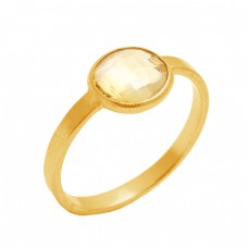 Oval Briolette Citrine Gemstone Lite Weight 925 Sterling Silver Gold Plated Handmade Ring Jewelry