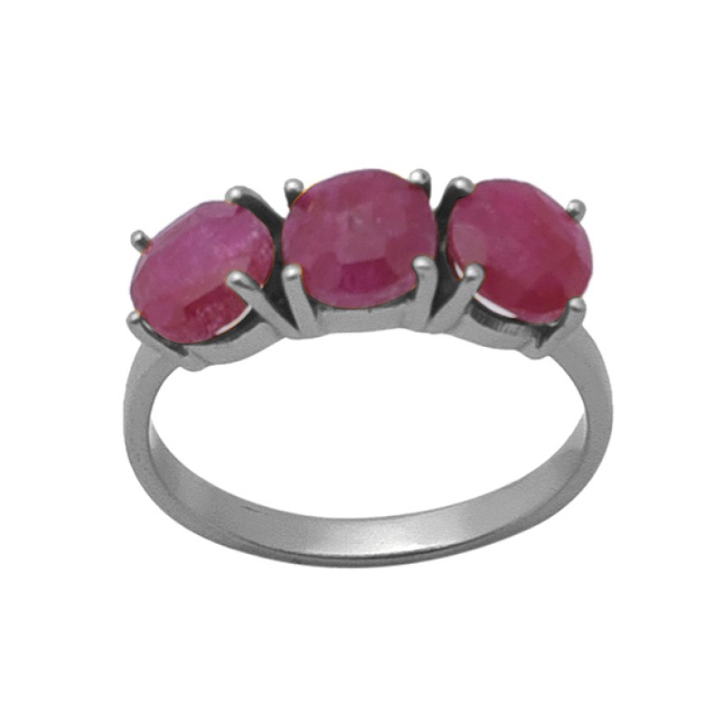 Round Shape Ruby   Gemstone 925 Sterling Silver Jewelry Gold Plated Ring