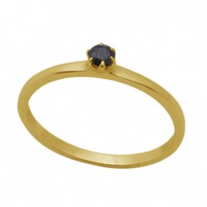 Rouns Shape Black Onyx  Gemstone 925 Sterling Silver Jewelry Gold Plated Ring
