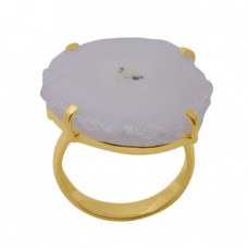 Fancy Shape Solar Quartz   Gemstone 925 Sterling Silver Jewelry Gold Plated Ring