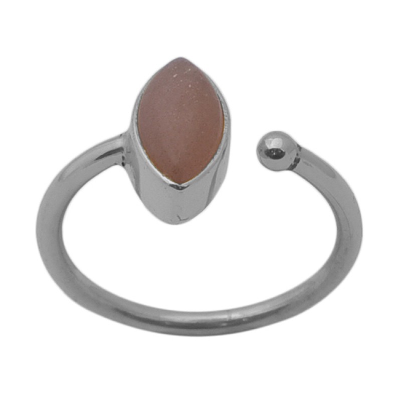 Marquoise Shape Moonstone Gemstone 925 Sterling Silver Jewelry Gold Plated Ring