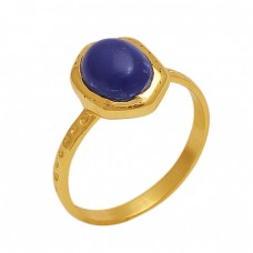 Oval Shape Sapphire  Gemstone 925 Sterling Silver Jewelry Gold Plated Ring