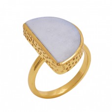 Fancy  Shape  Moonstone  Gemstone 925 Sterling Silver Jewelry Gold Plated Ring