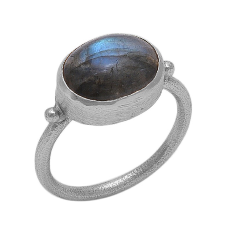 Oval  Shape Labradorite  Gemstone 925 Sterling Silver Jewelry Gold Plated Ring