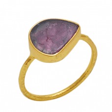 Fancy Shape Tourmaline  Gemstone 925 Sterling Silver Jewelry Gold Plated Ring