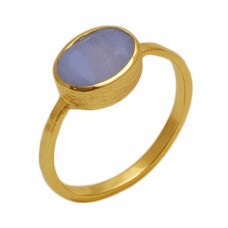 Oval  Shape  Moonstone  Gemstone 925 Sterling Silver Jewelry Gold Plated Ring