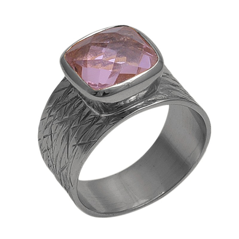 Square  Shape  Amethyst   Gemstone 925 Sterling Silver Jewelry Gold Plated Ring