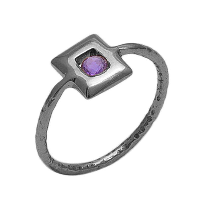 Round   Shape Amethyst  Gemstone 925 Sterling Silver Jewelry Gold Plated Ring