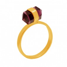 Pencil Shape Tiger Eye Gemstone 925 Sterling Silver Gold Plated Designer Ring