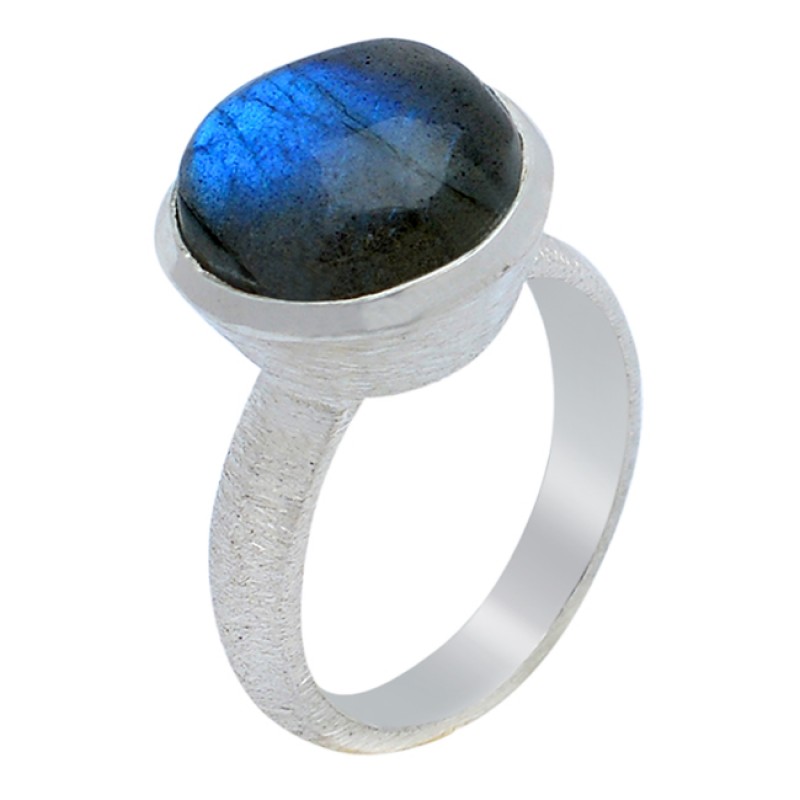 Nice Blue Shine Labradorite Gemstone 925 Sterling Silver Handmade Ring Jewelry