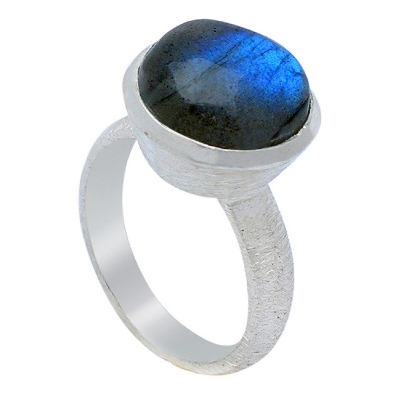 Handmade Blue Lace Agate Sterling Silver Ring – Natural Gemstone, Stackable Cocktail Ring (All Sizes)