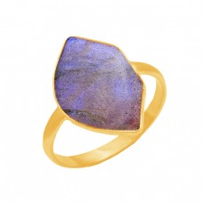 925 Sterling Silver Labradorite Gemstone Gold Plated Handmade Designer Ring