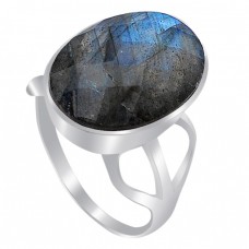 Oval Shape Labradorite Gemstone 925 Sterling Silver Handcrafted Ring Jewelry