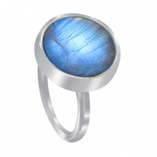 Labradorite Round Cabochon Gemstone 925 Sterling Silver Handmade Jewelry Rings