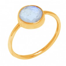 Round Shape Rainbow Moonstone 925 Sterling Silver Handmade Designer Ring
