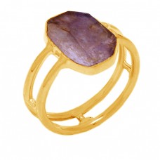 Fancy Shape Labradorite Gemstone 925 Sterling Silver Gold Plated Designer Ring