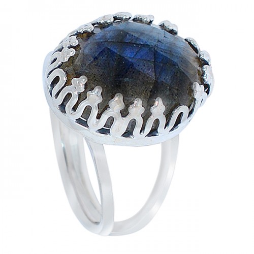 Blue Shine Labradorite Gemstone Briolette Cut 925 Sterling Silver Handcrafted Jewelry Rings