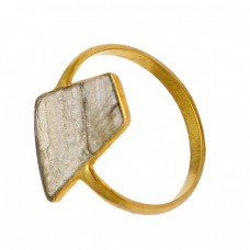 Fancy Shape Labradorite Gemstone 925 Sterling Silver Gold Plated Handmade Ring