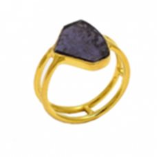 Fancy Shape Amethyst Gemstone 925 Sterling Silver Gold Plated Designer Ring