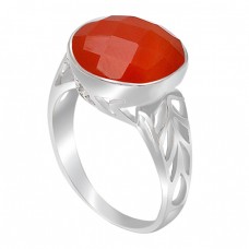 Briolette Round Shape Carnelian Gemstone 925 Sterling Silver Rings Jewelry 