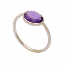 Oval Shape Amethyst Gemstone 925 Sterling Silver Handmade Ring Jewelry