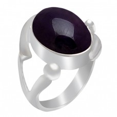 Amethyst Oval Cabochon Gemstone 925 Sterling Silver Designer Rings Jewelry 