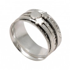 925 Sterling Silver Plain Silver Star Shape Designer Spinner Ring Jewelry : Price $13.50