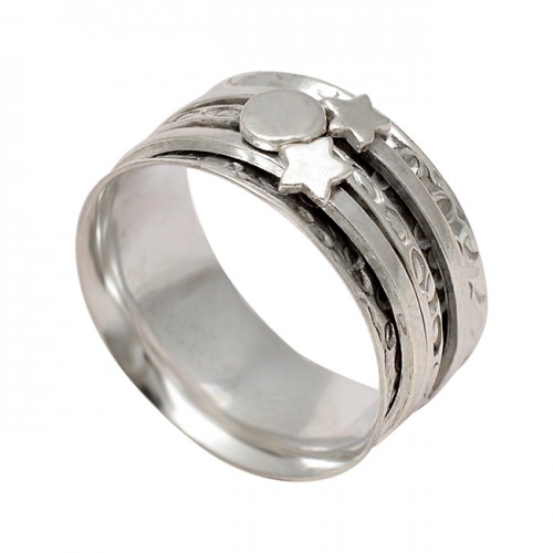 925 Sterling Silver Plain Silver Star Shape Designer Spinner Ring Jewelry