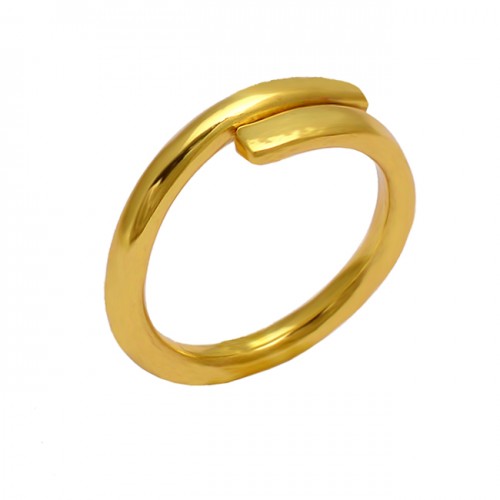 925 Sterling Silver Plain Handmade Designer Gold Plated Ring Jewelry