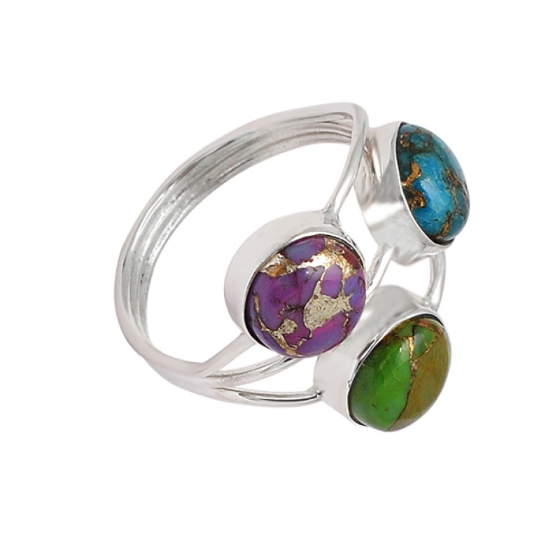 Cabochon Round Shape Turquoise Gemstone 925 Sterling Silver Handmade Designer Ring