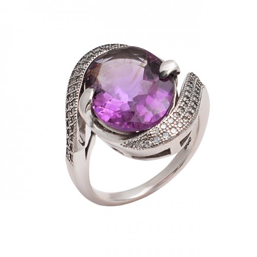 Purple Amethyst Oval Shape Gemstone 925 Sterling Silver Band Designer Rings Jewelry