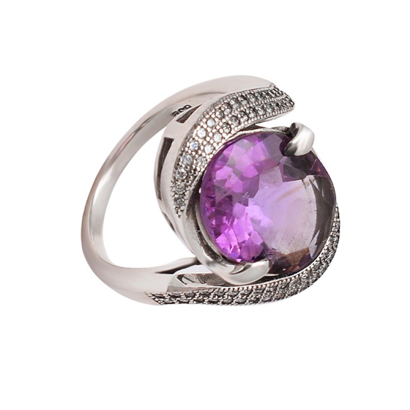 Purple Amethyst Oval Shape Gemstone 925 Sterling Silver Band Designer Rings Jewelry
