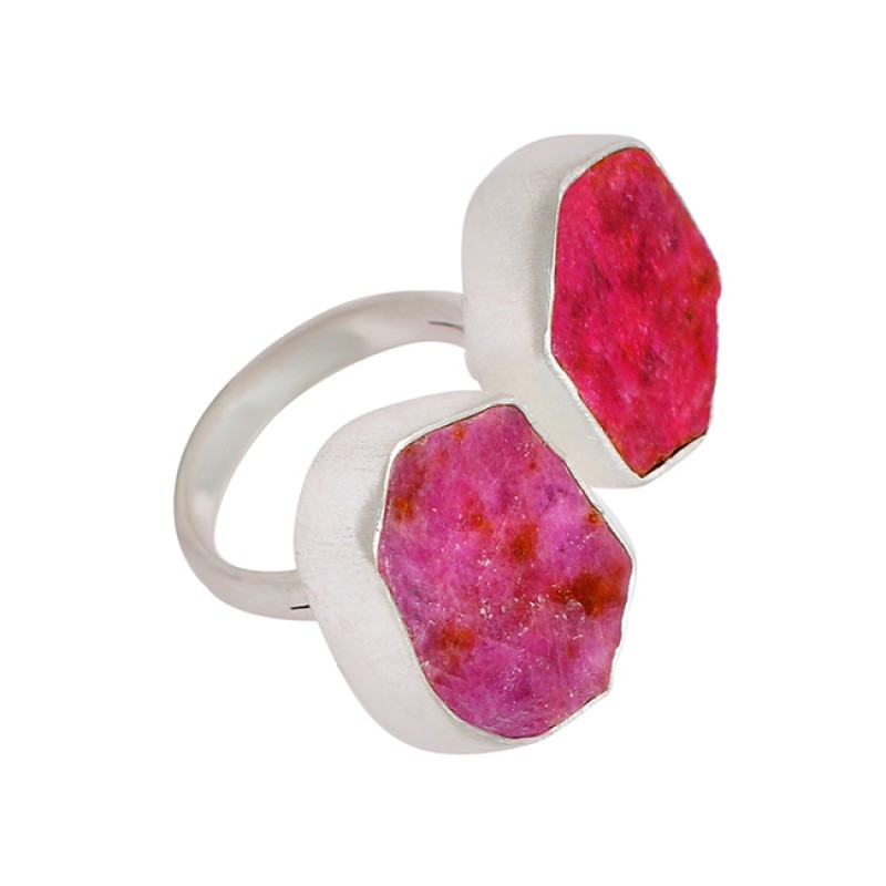 Ruby Raw Material Rough Gemstone 925 Sterling Silver Handmade Ring Jewelry