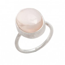 Oval Shape Rose Quartz Gemstone 925 Sterling Silver Ring Jewelry