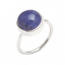 Round Cabochon Lapis Lazuli Gemstone 925 Sterling Silver Handmade Ring