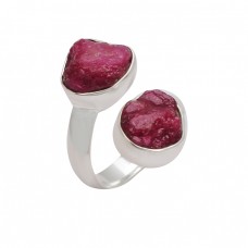 Raw Material Ruby Rough Gemstone 925 Sterling Silver Handcrafted Designer Ring