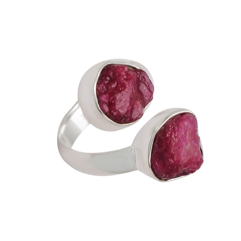 Raw Material Ruby Rough Gemstone 925 Sterling Silver Handcrafted Designer Ring