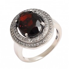 Cocktail Designer Garnet Cubic Zirconia Gemstone 925 Sterling Silver Ring Jewelry