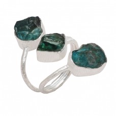 Apatite Rough Raw Material Gemstone Handcrafted Designer 925 Silver Ring Jewelry