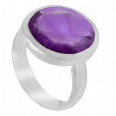 925 Sterling Silver Oval Cut Shape Amethyst Gemstone Ring Jewellery