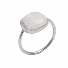 Square Shape Rainbow Moonstone 925 Sterling Silver Handmade Designer Ring