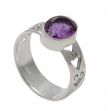 Amethyst Oval Shape Gemstone 925 Sterling Silver Handmade Designer Ring